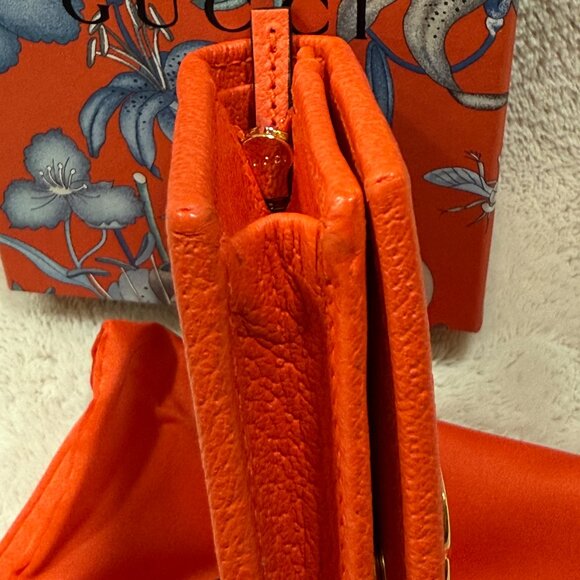 GUCCI LIMITED EDITION FLORA GG MARMONT BIFOLD WALLET ORANGE Excellent - Picture 17 of 17